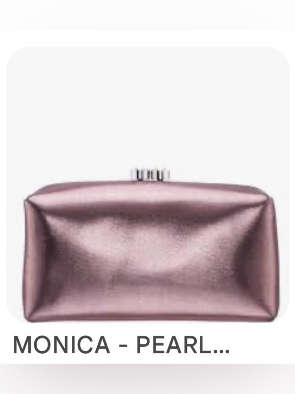 Nina Monica Metallic Chain Clutch. Color:Pearl Rose.